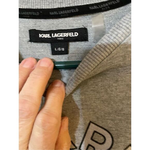Karl Lagerfeld Men’s Paris French Terry Circle Logo Pullover Sweatshirt Sz L - Picture 4 of 5